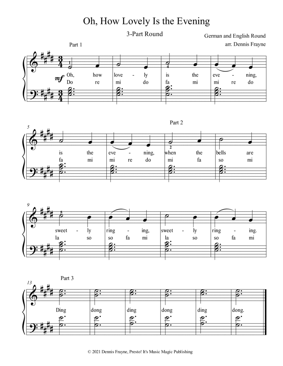 Oh, How Lovely Is the Evening (3-Part Round) (arr. Dennis Frayne)