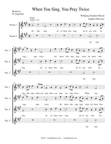 When You Sing, You Pray Twice (arr. Stephen DeCesare)