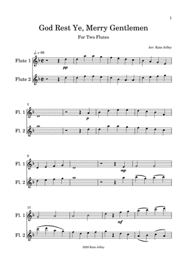 God Rest Ye, Merry Gentlemen Flute Duet (arr. Kate Jolley)