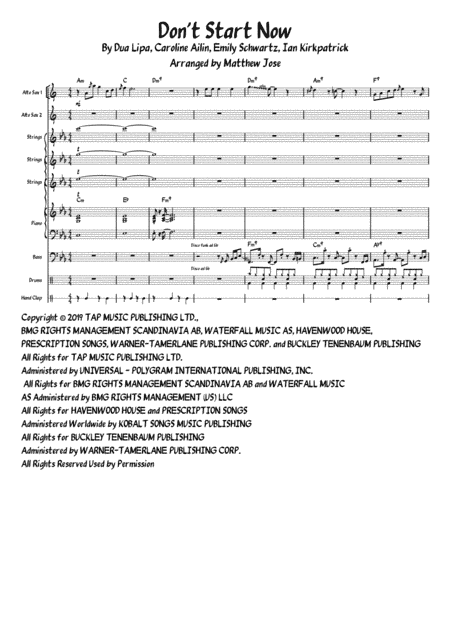 Don't Start Now (arr. Matthew Jose)