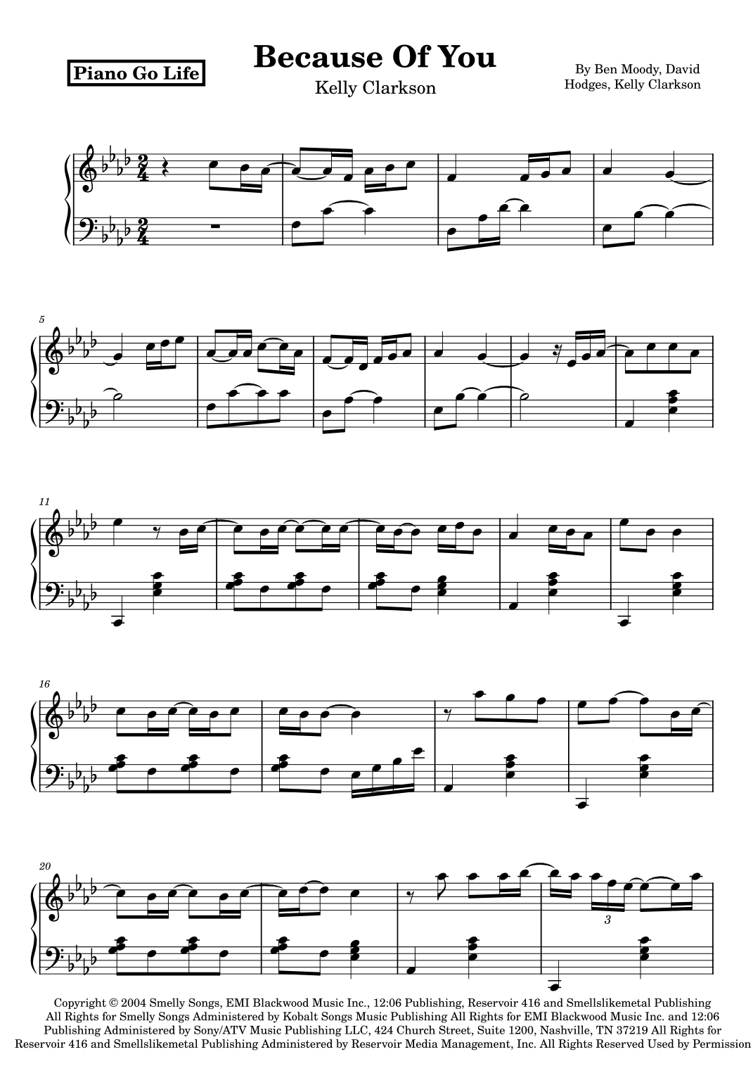 Because Of You (arr. Piano Go Life)