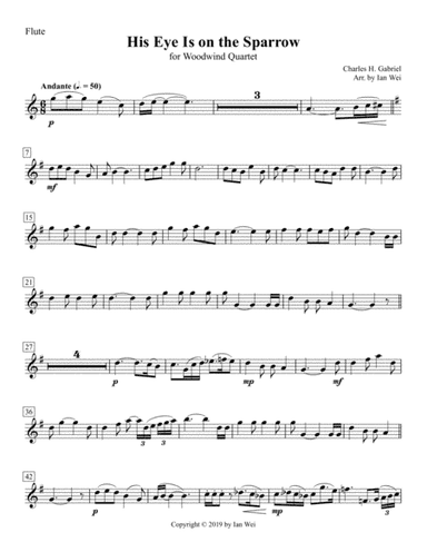 His Eye Is on the Sparrow for Woodwind Quartet (arr. Ian Wei)