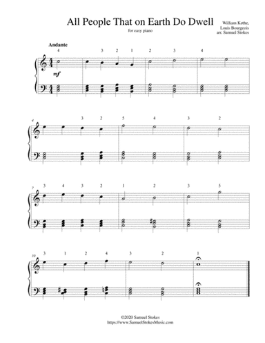 All People that on Earth Do Dwell - for easy piano (arr. Samuel Stokes)