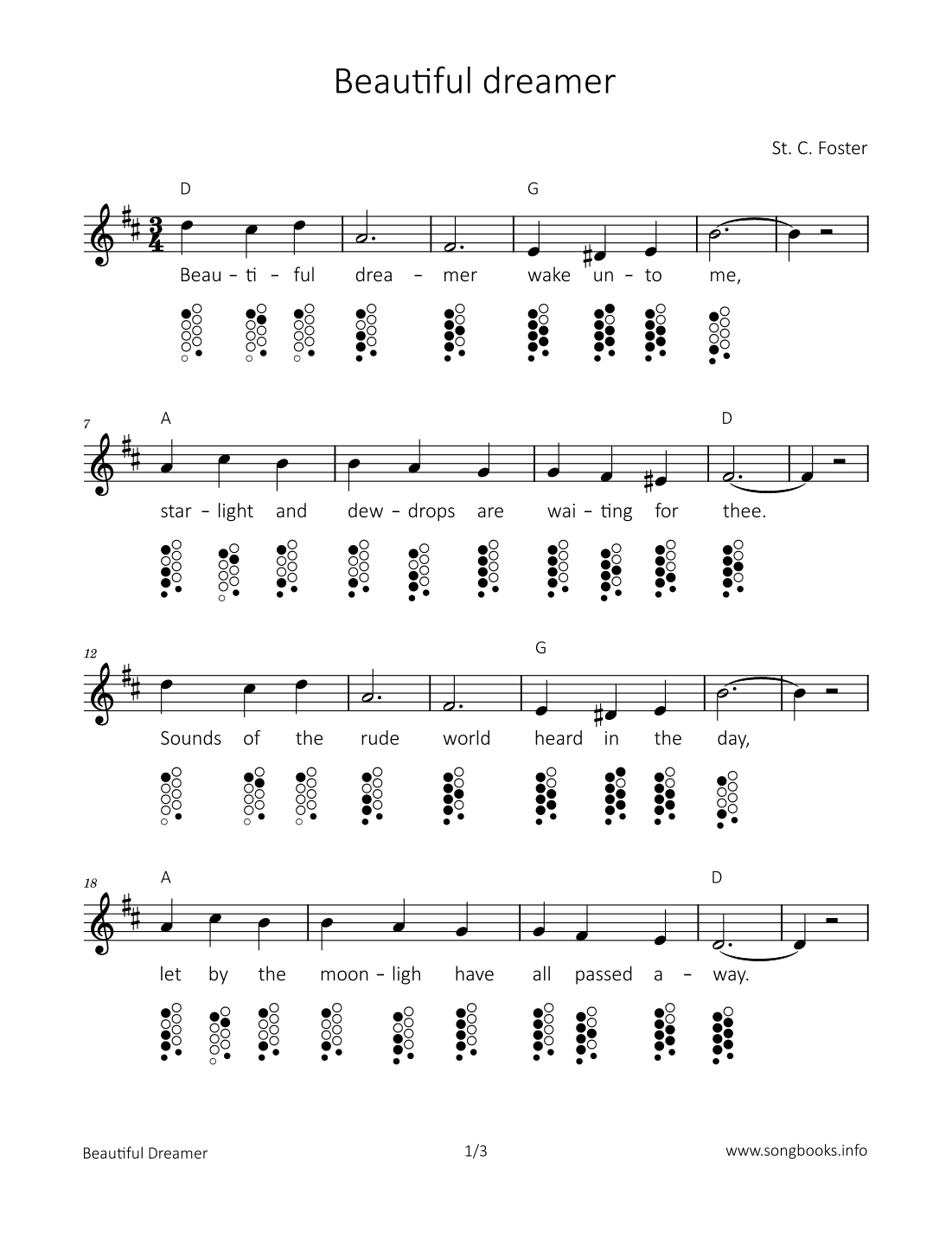 Beautiful Dreamer (arr. songbooks.info)