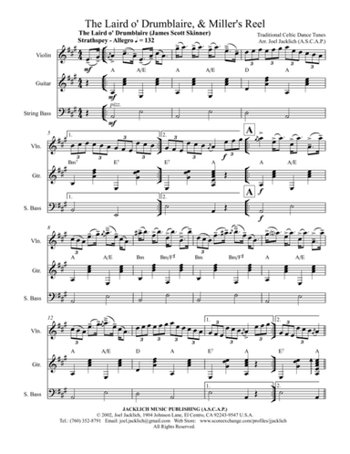 The Laird o' Drumblaire, & Miller's Reel (for Violin, Guitar, and String Bass) (arr. Joel Jacklich (ASCAP))