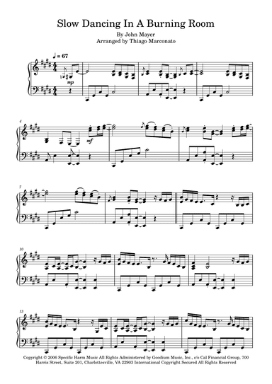 Slow Dancing In A Burning Room (arr. Thiago Marconato)