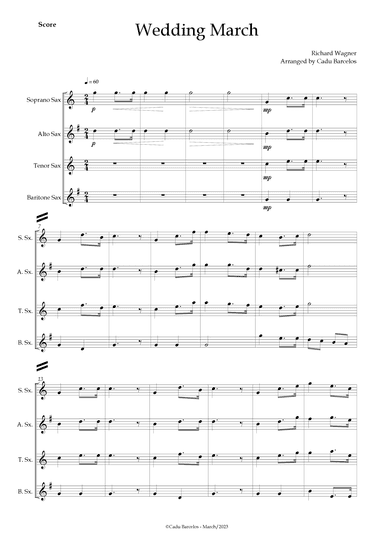 Wedding March (Wagner) Saxophone Quartet (arr. Cadu Barcelos)