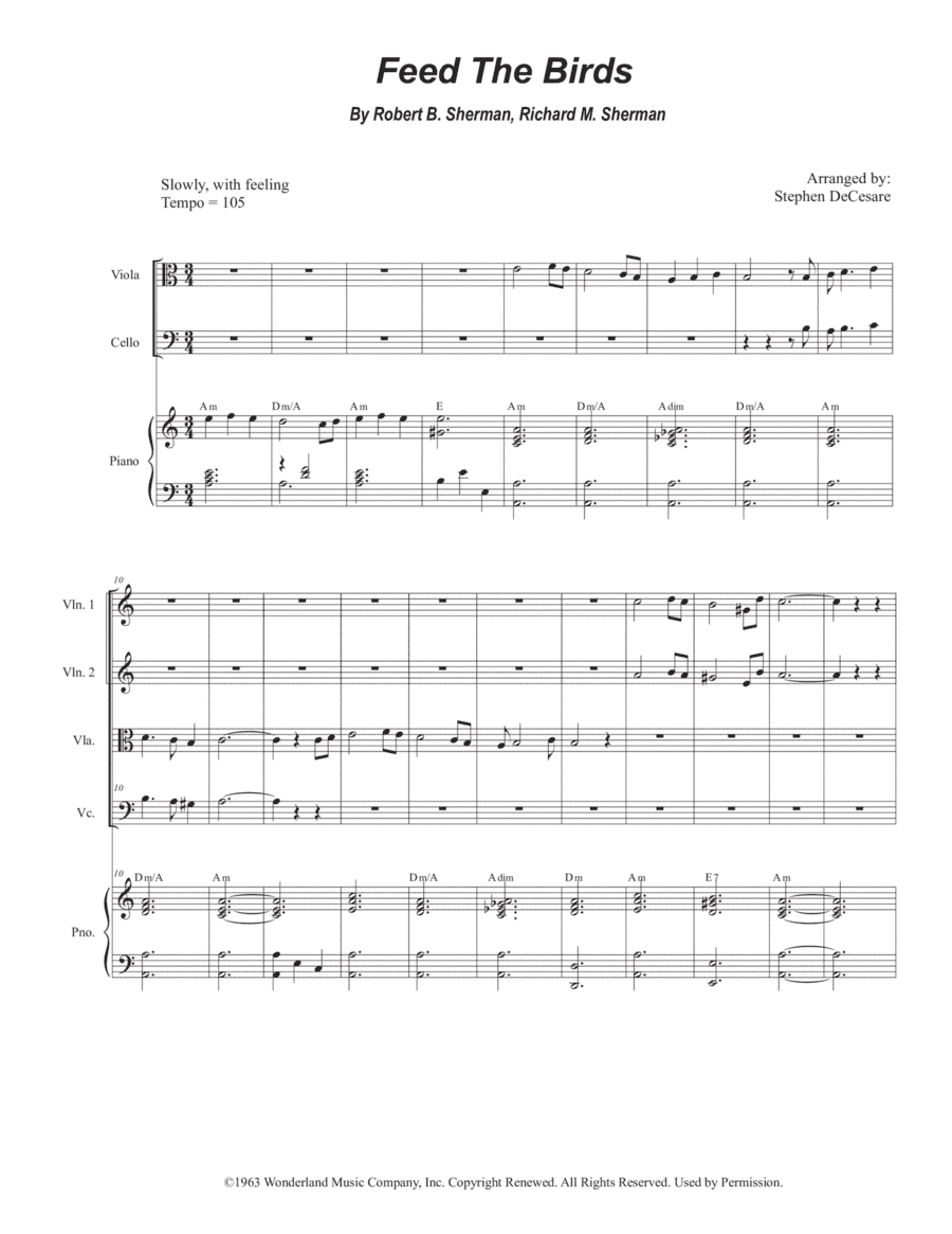 Feed The Birds (tuppence A Bag) (arr. Stephen DeCesare)