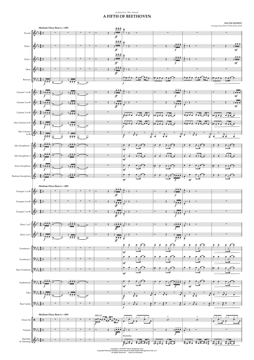 A Fifth Of Beethoven (arr. John Ivor Holland)