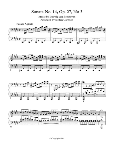 Sonata No. 14, Op. 27, No. 3 - Presto Agitato (arr. Jordan Clawson)