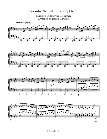 Sonata No. 14, Op. 27, No. 3 - Presto Agitato (arr. Jordan Clawson)