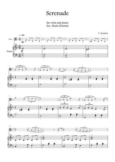 Serenade (viola and piano SIMPLIFIED) Schubert (arr. Duda Oriontte)