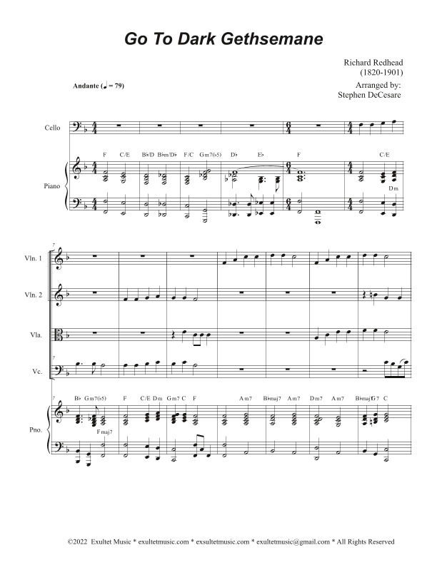 Go To Dark Gethsemane (String Quartet and Piano) (arr. Stephen DeCesare)