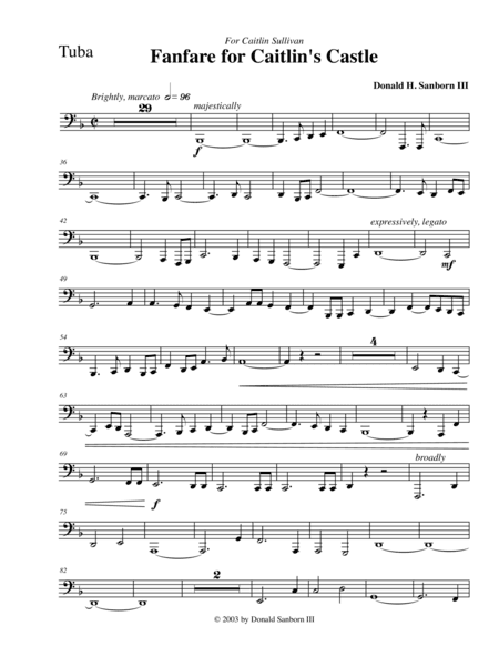Fanfare for Caitlin's Castle--Tuba