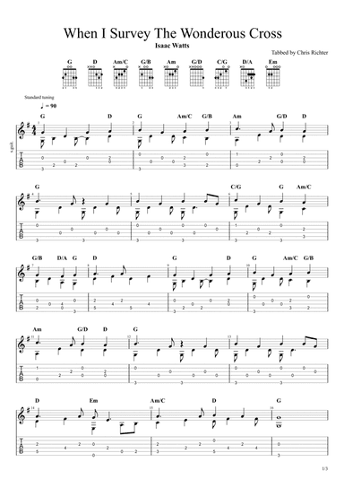 When I Survey the Wondrous Cross (Solo Fingerstyle Guitar Tab) (arr. Chris Richter)