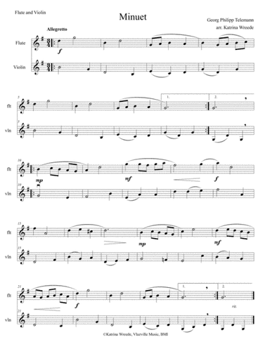 Minuet for Flute and Violin by Telemann (arr. Katrina Wreede)