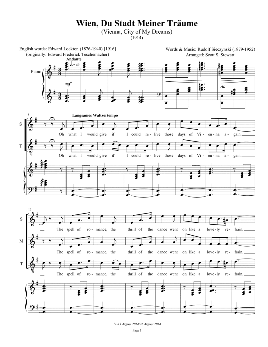 Wien, Du Stadt Meiner Träume (Vienna, City of My Dreams) (arr. Scott S. Stewart)