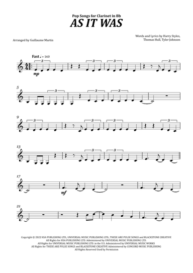 As It Was (arr. Guillaume Martin)