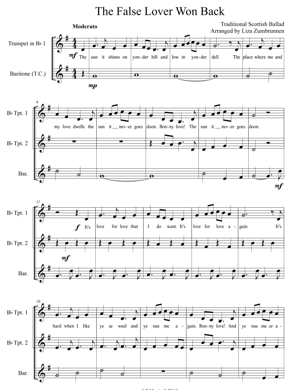 The False Lover Won Back (as played by the Gaelic Brass) (arr. Liza Zumbrunnen)