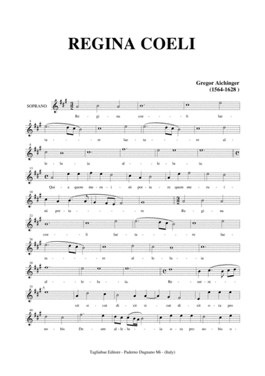 REGINA COELI LAETARE - G. Aichinger - Part for SOPRANO