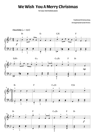 We Wish You A Merry Christmas (easy-intermediate piano – Bb major) (arr. Bernardo Pereira)