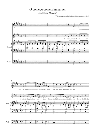 O Come o come Emmanuel - Descant and Last Verse in the major