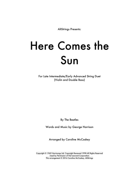 Here Comes The Sun (arr. Caroline McCaskey)
