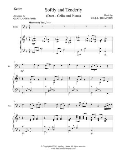 SOFTLY AND TENDERLY (Duet – Cello and Piano/Score and Parts) (arr. Gary Lanier)