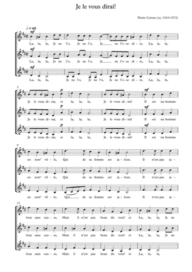 Je le vous dirai! (arr. Music Merchant)