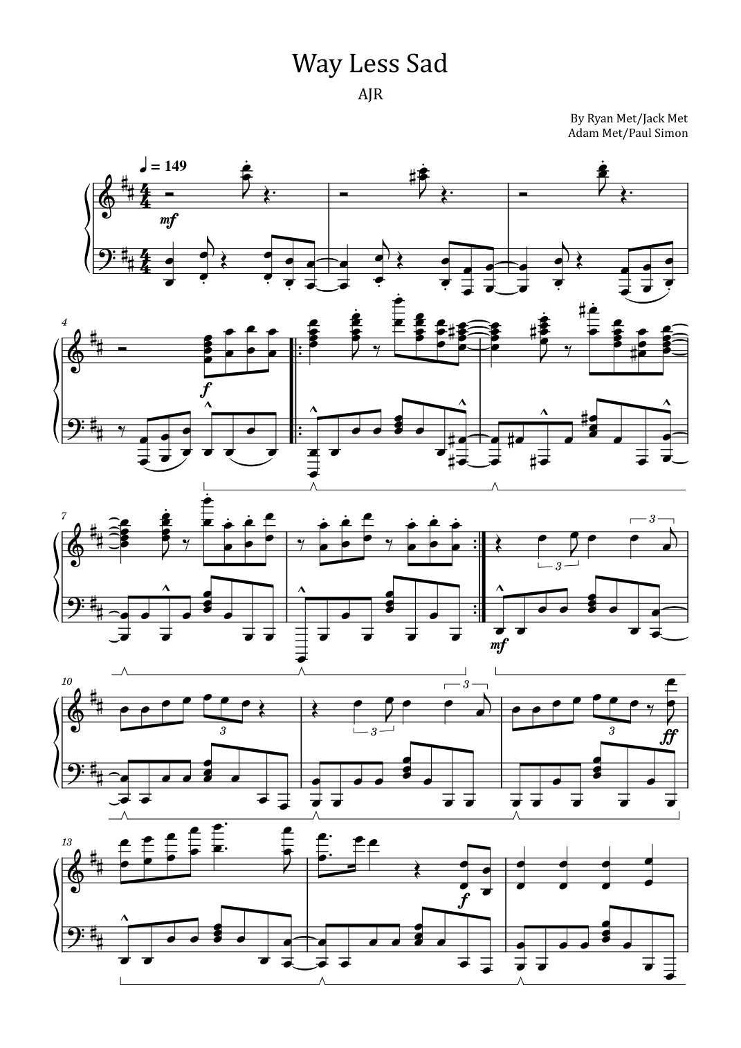 Way Less Sad (arr. poon)