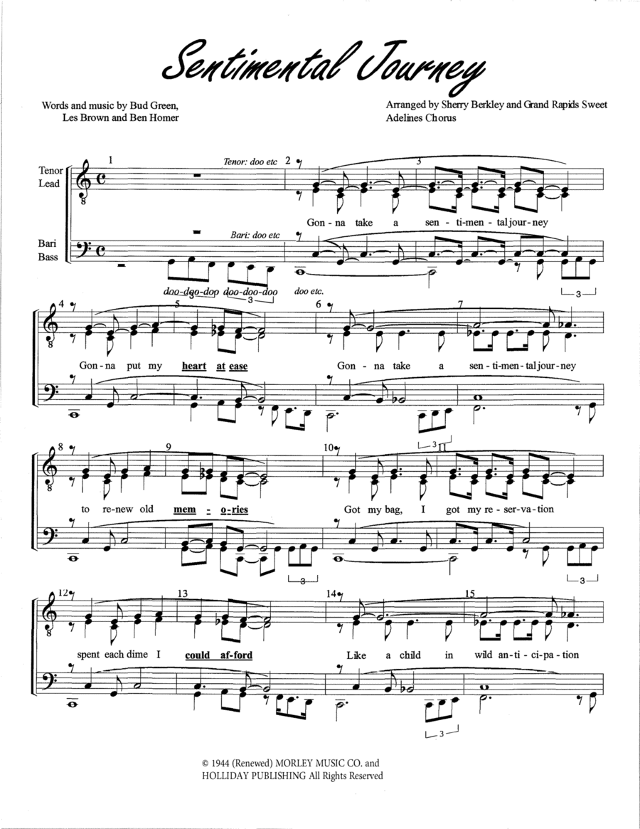 Sentimental Journey (arr. Sherry Berkley)