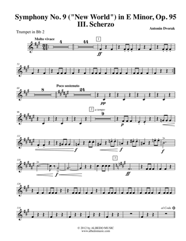 Dvorak Symphony No. 9, New World, Movement III - Trumpet in Bb 2 (Transposed Part), Op.95 (arr. Doug Clyde)