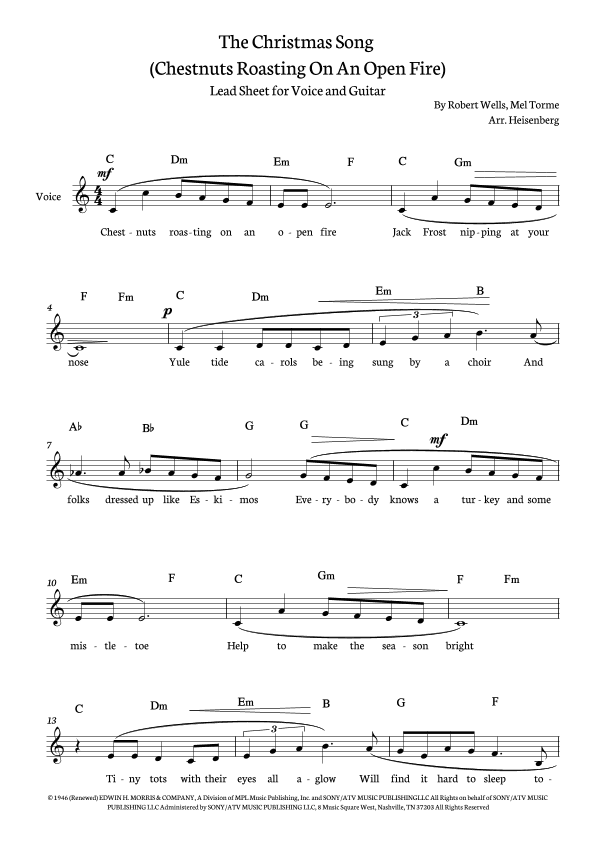 The Christmas Song (chestnuts Roasting On An Open Fire) (arr. Heisenberg)