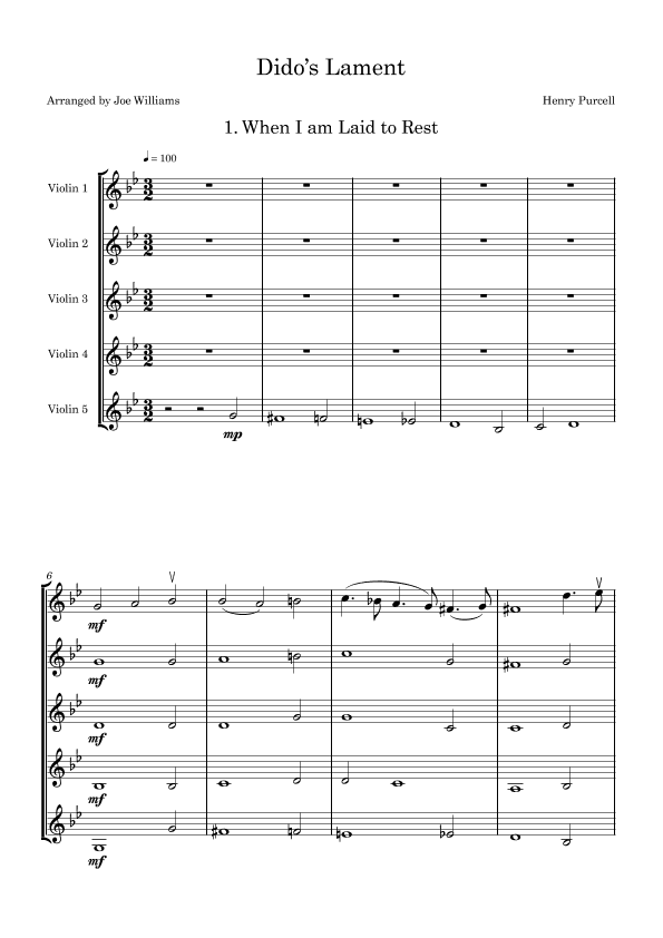 Dido's Lament. When I am Laid to Rest. (arr. Joe Willams)