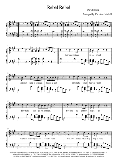 Rebel, Rebel (arr. Christine Mulhall)