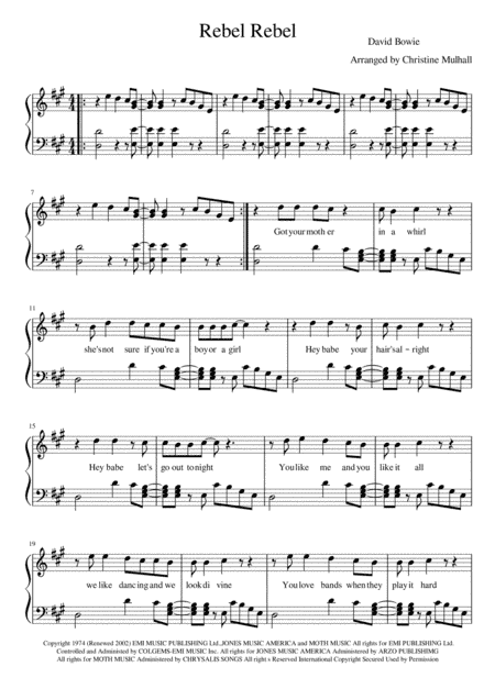 Rebel, Rebel (arr. Christine Mulhall)