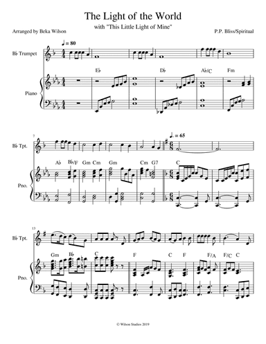 The Light of the World is Jesus/This Little Light of Mine--trumpet solo (arr. Beka Wilson)