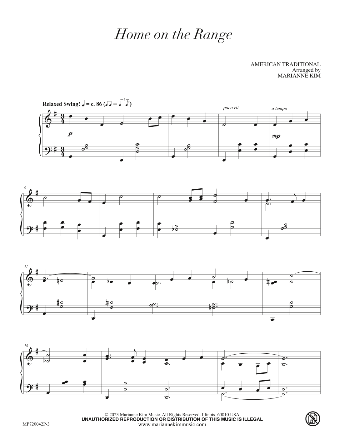 Home on the Range (arr. Marianne Kim)
