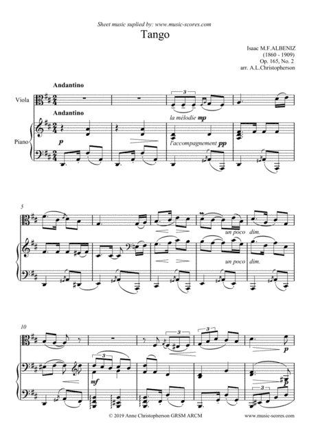 Tango - Viola and Piano (arr. Anne L Christopherson GRSM ARC)