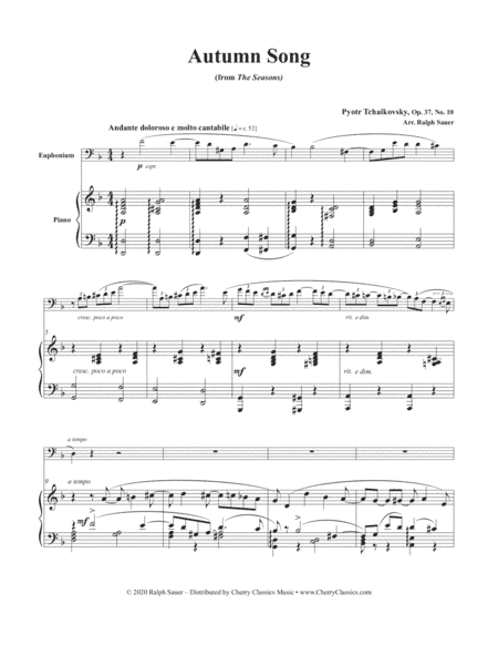 Autumn Song from the Seasons for Euphonium and Piano (arr. Ralph Sauer)