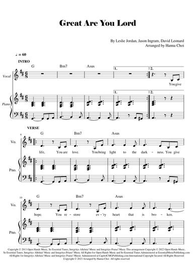 Great Are You Lord (arr. Hanna Choi)