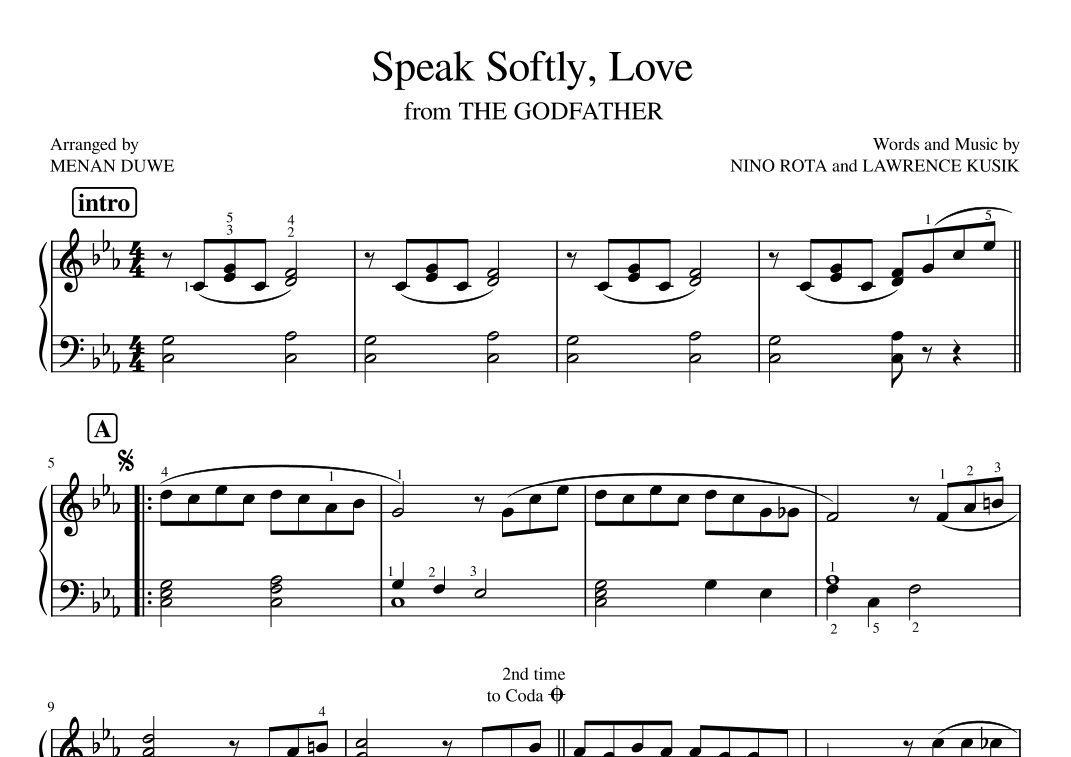 Speak Softly Love (arr. Menan Duwe)