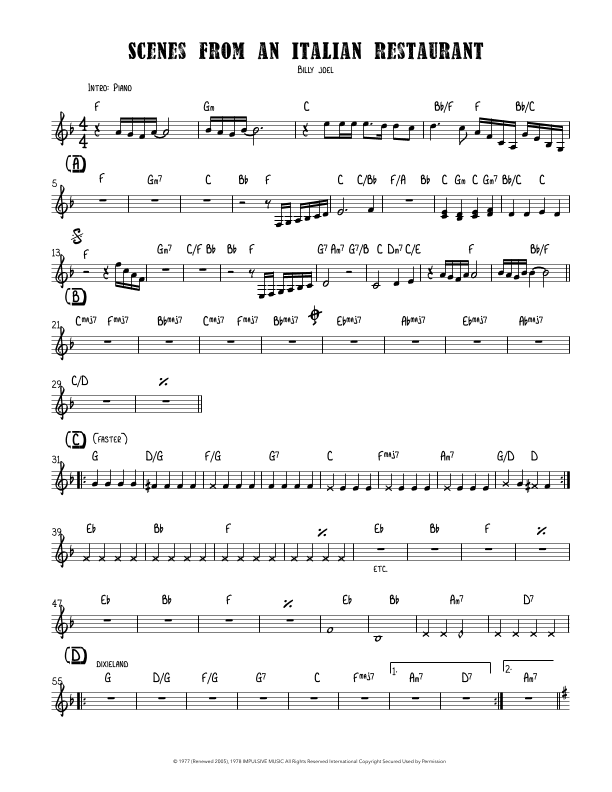 Scenes From An Italian Restaurant (arr. Sarah Jane Cion)