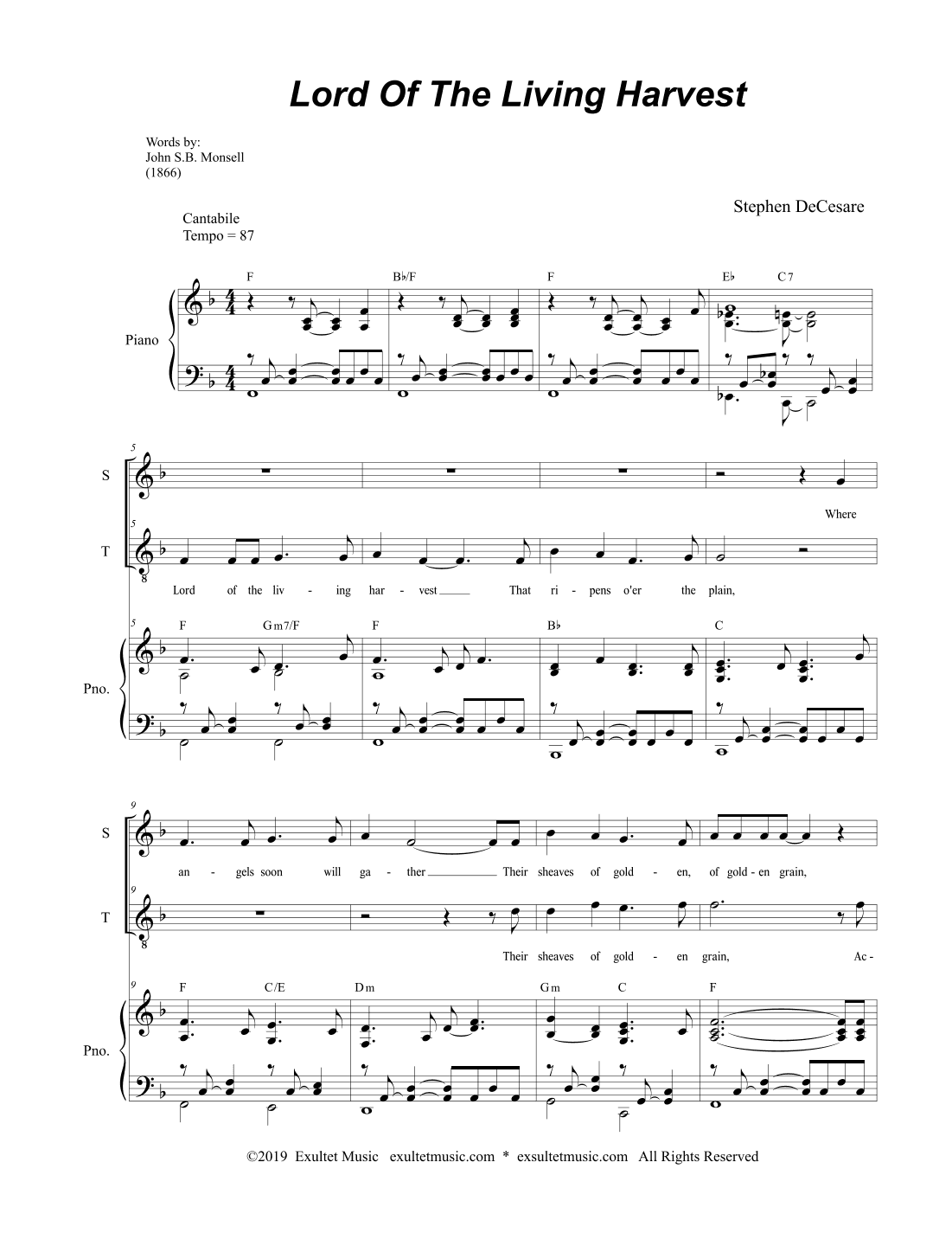Lord Of The Living Harvest (2-part choir - (Soprano and Tenor)