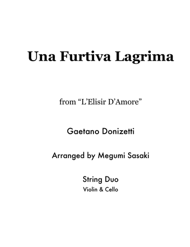 Una Furtiva Lagrima (arr. Megumi Sasaki)