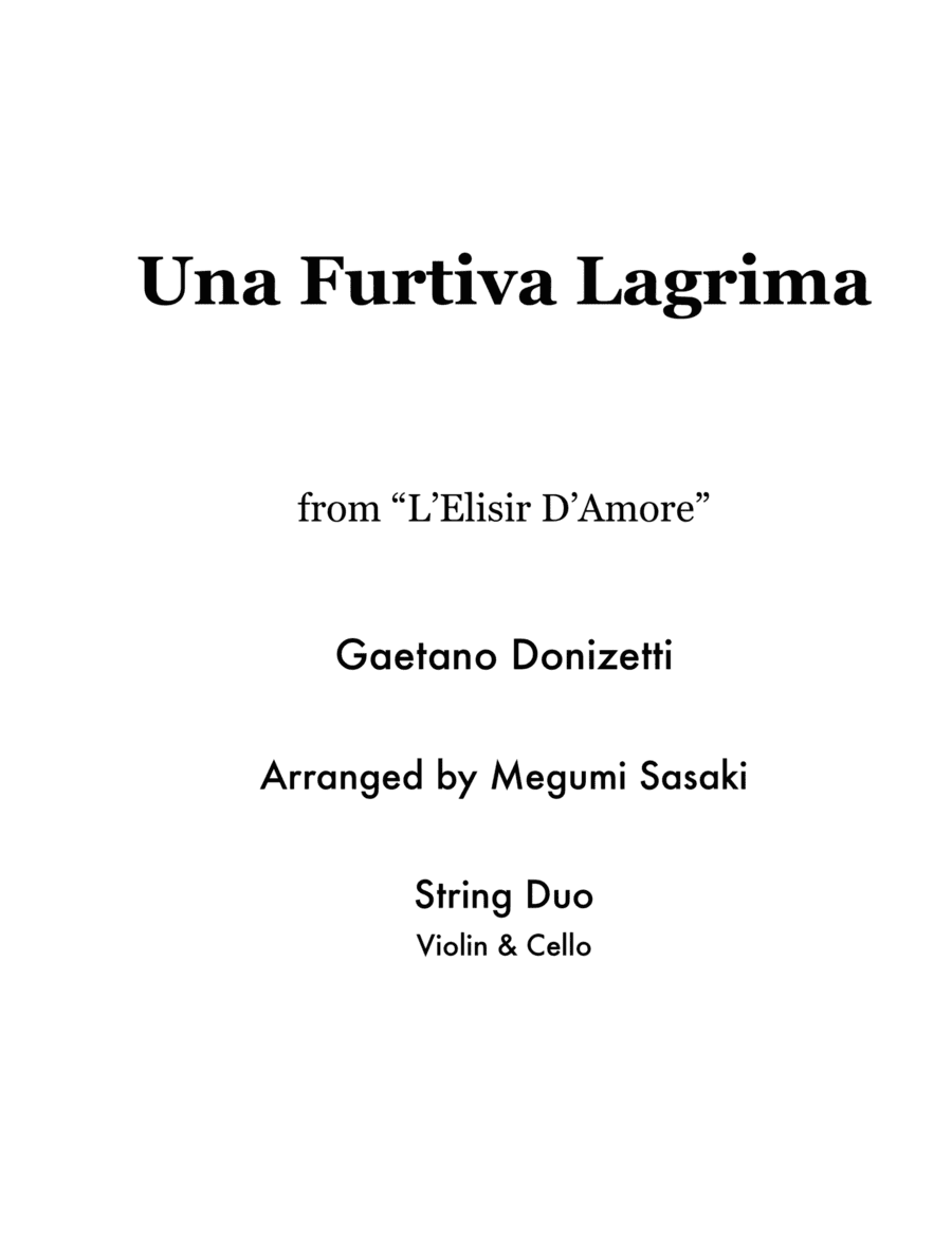 Una Furtiva Lagrima (arr. Megumi Sasaki)