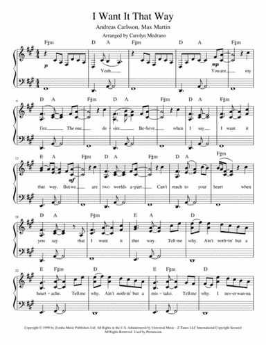 I Want It That Way (arr. Carolyn Medrano)