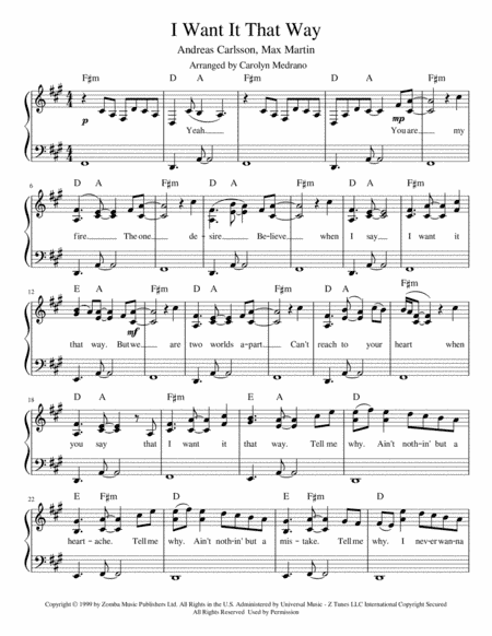 I Want It That Way (arr. Carolyn Medrano)
