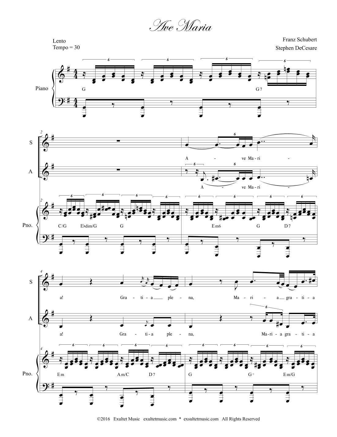 Ave Maria (Duet for Soprano and Alto solo - (Low Key) (arr. Stephen DeCesare)