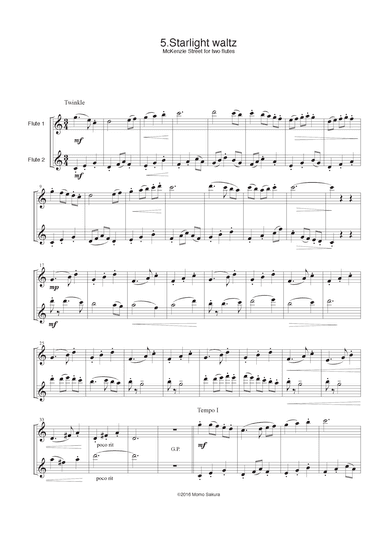 5. Starlight waltz Mckenzie street for 2 Flutes/ Flute duet